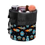 Astronaut And Space Pixel Pattern Print Drawstring Makeup Bag
