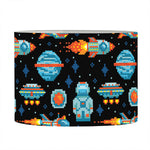 Astronaut And Space Pixel Pattern Print Drum Lamp Shade