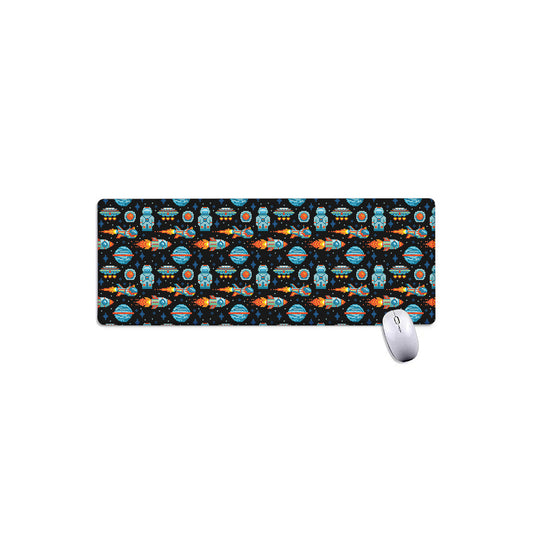 Astronaut And Space Pixel Pattern Print Extended Mouse Pad