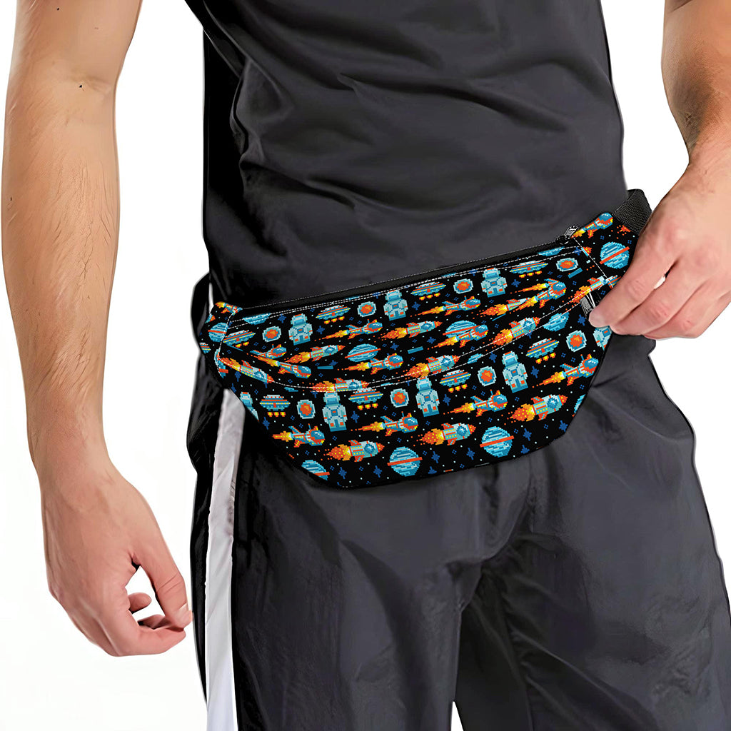 Astronaut And Space Pixel Pattern Print Fanny Pack