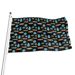Astronaut And Space Pixel Pattern Print Flag