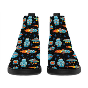 Astronaut And Space Pixel Pattern Print Flat Ankle Boots