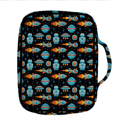 Astronaut And Space Pixel Pattern Print Front Pocket Bible Bag
