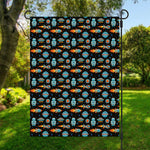 Astronaut And Space Pixel Pattern Print Garden Flag