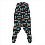 Astronaut And Space Pixel Pattern Print Hammer Pants