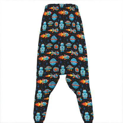 Astronaut And Space Pixel Pattern Print Hammer Pants
