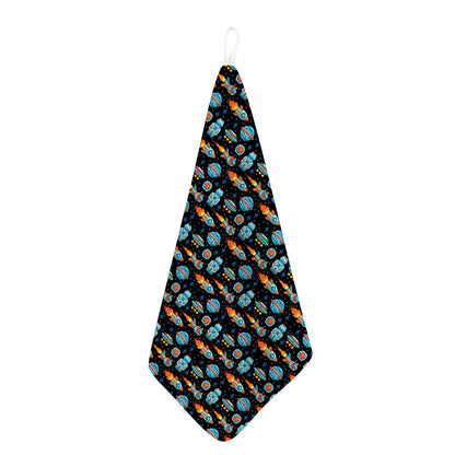 Astronaut And Space Pixel Pattern Print Hand Towel