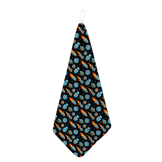Astronaut And Space Pixel Pattern Print Hand Towel