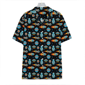 Astronaut And Space Pixel Pattern Print Hawaiian Shirt