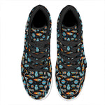 Astronaut And Space Pixel Pattern Print High Top Leather Sneakers