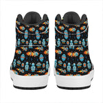 Astronaut And Space Pixel Pattern Print High Top Leather Sneakers