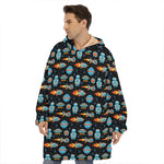 Astronaut And Space Pixel Pattern Print Hoodie Blanket