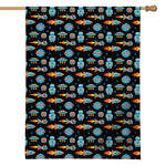 Astronaut And Space Pixel Pattern Print House Flag