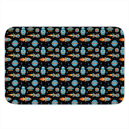 Astronaut And Space Pixel Pattern Print Indoor Door Mat