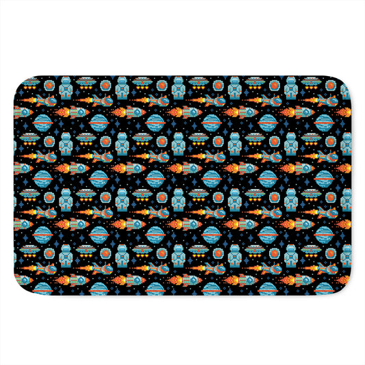 Astronaut And Space Pixel Pattern Print Indoor Door Mat