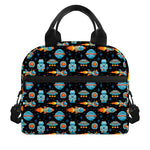 Astronaut And Space Pixel Pattern Print Insulated Lunch Bag