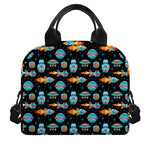 Astronaut And Space Pixel Pattern Print Insulated Lunch Bag