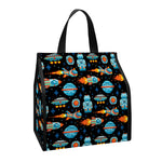 Astronaut And Space Pixel Pattern Print Insulated Lunch Tote