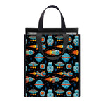 Astronaut And Space Pixel Pattern Print Insulated Lunch Tote