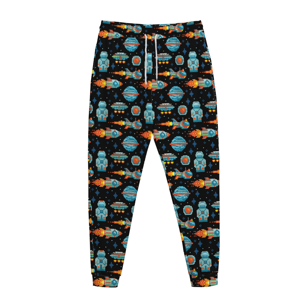 Astronaut And Space Pixel Pattern Print Jogger Pants