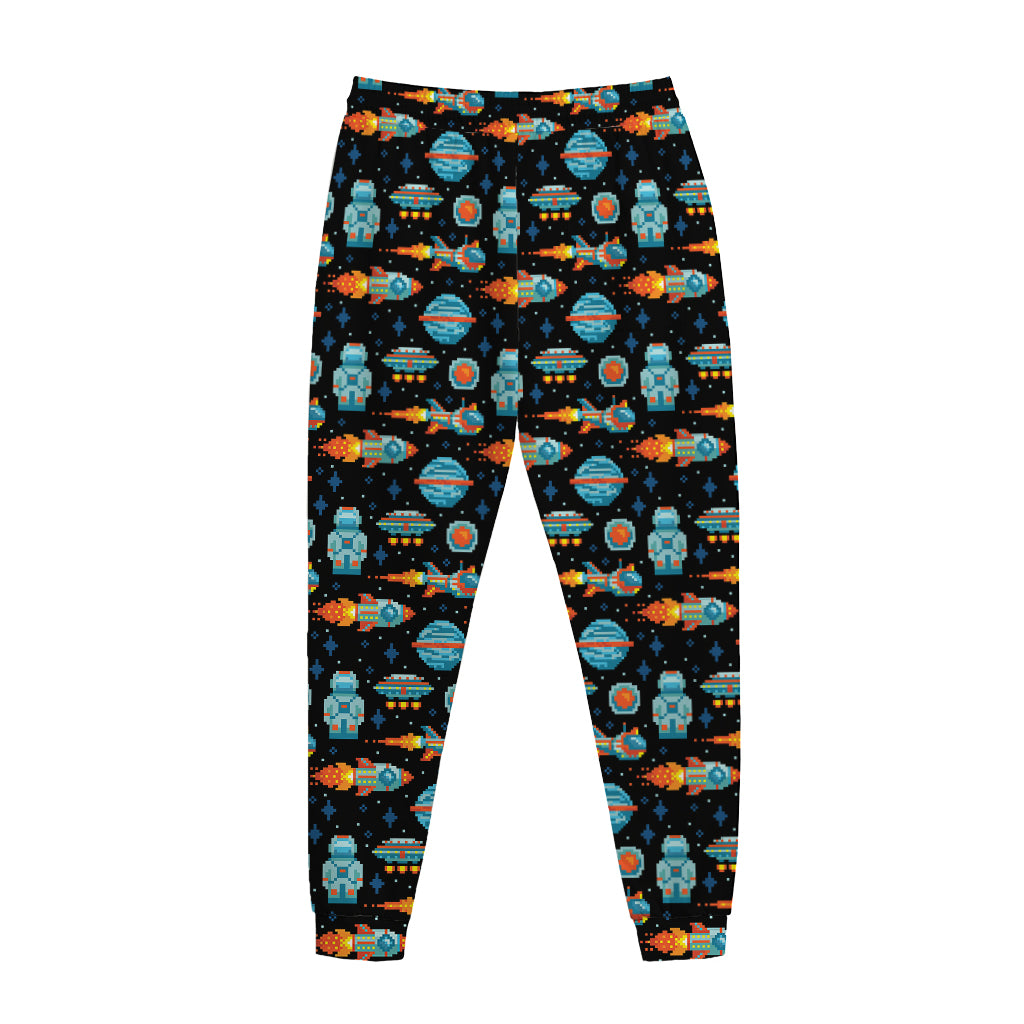 Astronaut And Space Pixel Pattern Print Jogger Pants