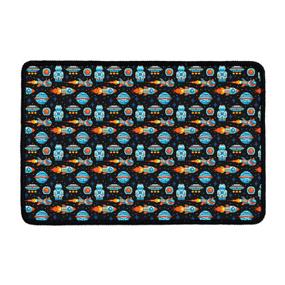 Astronaut And Space Pixel Pattern Print Kitchen Mat