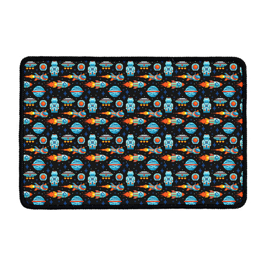 Astronaut And Space Pixel Pattern Print Kitchen Mat