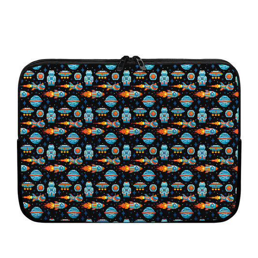 Astronaut And Space Pixel Pattern Print Laptop Sleeve