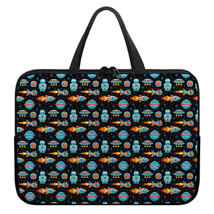 Astronaut And Space Pixel Pattern Print Laptop Sleeve With Handle