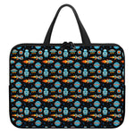 Astronaut And Space Pixel Pattern Print Laptop Sleeve With Handle