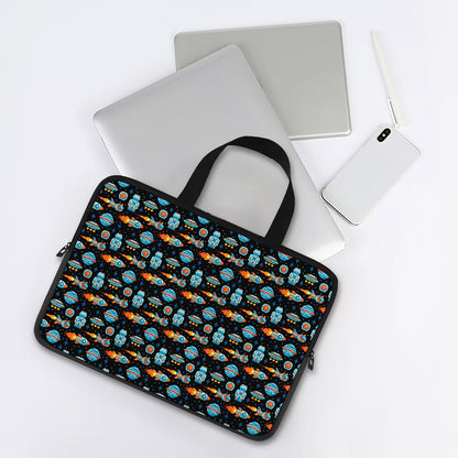 Astronaut And Space Pixel Pattern Print Laptop Sleeve With Handle