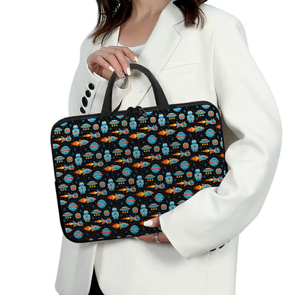 Astronaut And Space Pixel Pattern Print Laptop Sleeve With Handle