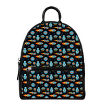 Astronaut And Space Pixel Pattern Print Leather Backpack