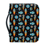Astronaut And Space Pixel Pattern Print Leather Bible Cover