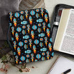 Astronaut And Space Pixel Pattern Print Leather Bible Cover