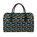 Astronaut And Space Pixel Pattern Print Leather Duffel Bag
