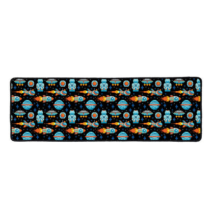 Astronaut And Space Pixel Pattern Print Long Kitchen Mat