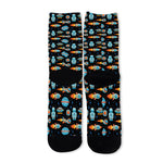 Astronaut And Space Pixel Pattern Print Long Socks