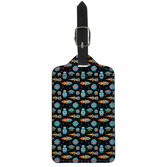 Astronaut And Space Pixel Pattern Print Luggage Tag