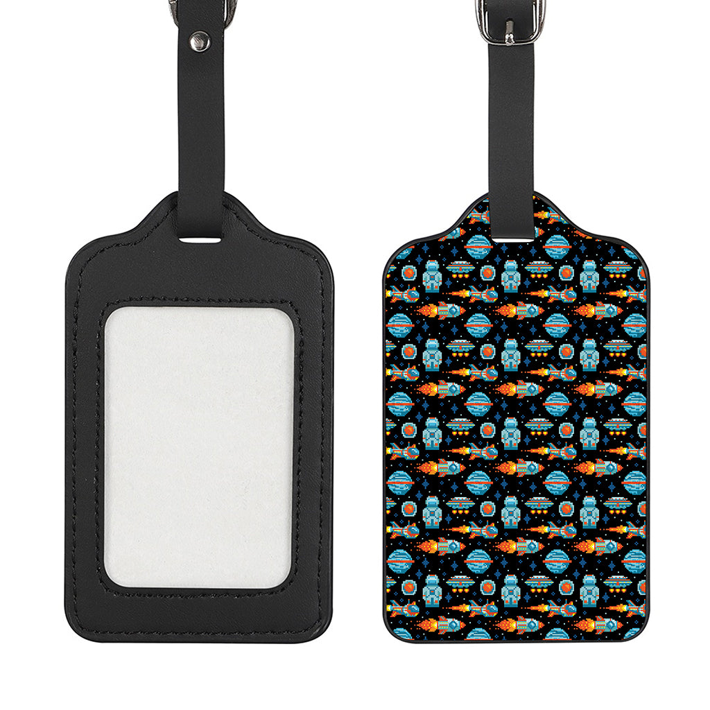 Astronaut And Space Pixel Pattern Print Luggage Tag