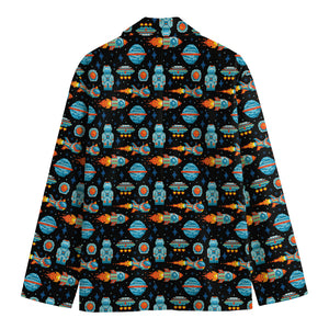 Astronaut And Space Pixel Pattern Print Men's Blazer