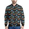 Astronaut And Space Pixel Pattern Print Men's Bomber Jacket