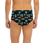 Astronaut And Space Pixel Pattern Print Men's Briefs
