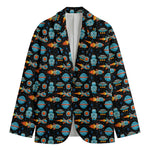 Astronaut And Space Pixel Pattern Print Men's Cotton Blazer