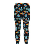Astronaut And Space Pixel Pattern Print Men's leggings