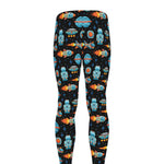 Astronaut And Space Pixel Pattern Print Men's leggings
