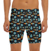 Astronaut And Space Pixel Pattern Print Men's Long Boxer Briefs