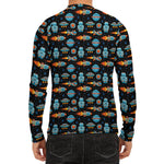 Astronaut And Space Pixel Pattern Print Men's Long Sleeve Rash Guard