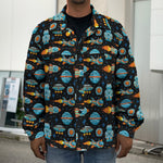 Astronaut And Space Pixel Pattern Print Men's Shirt Jacket