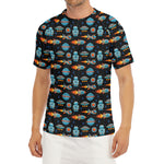 Astronaut And Space Pixel Pattern Print Men's Short Sleeve Rash Guard